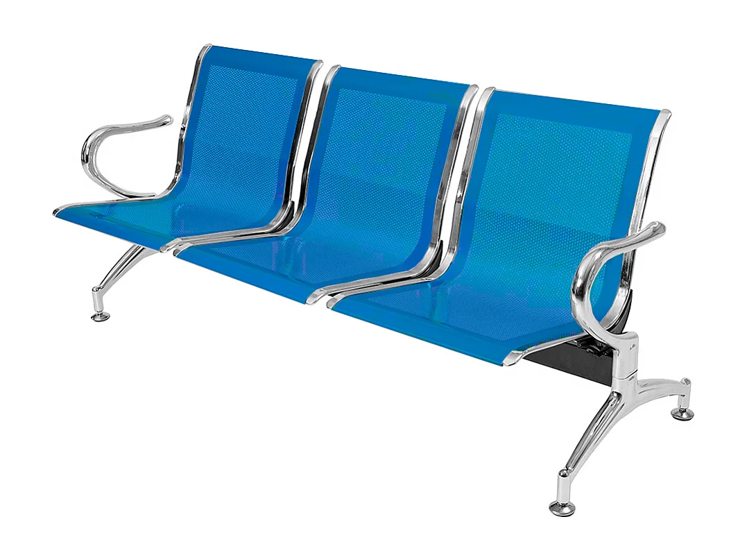 Panca in acciao per sala attesa ufficio studio a 3 posti - colore blu