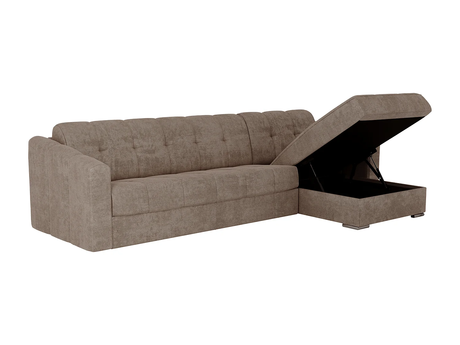 Canapé d'angle convertible express en tissu texturé taupe - Couchage lattes larges 160 cm - Matelas 14 cm - DARIELO