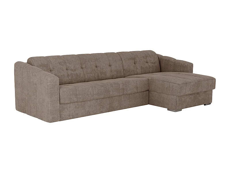 Canapé d'angle convertible express en tissu texturé taupe - Couchage lattes larges 160 cm - Matelas 18 cm - DARIELO