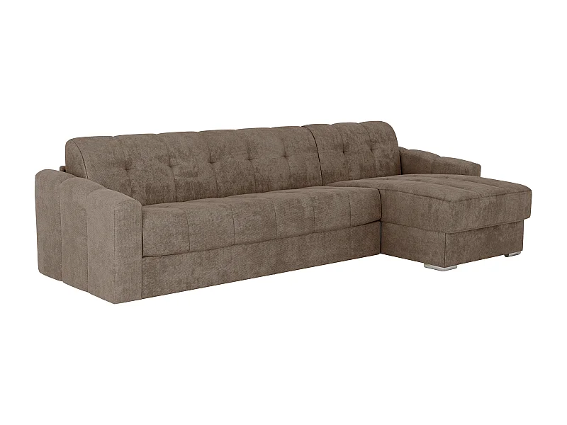 Canapé d'angle convertible express en tissu texturé  taupe - Couchage 160 cm - Matelas 22 cm avec mémoire de forme - DARIELO