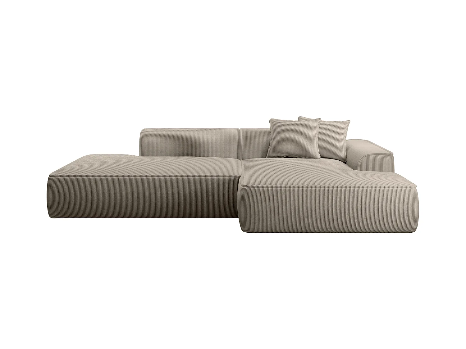  Canapé d'angle droit en velours côtelé taupe ERYNEL