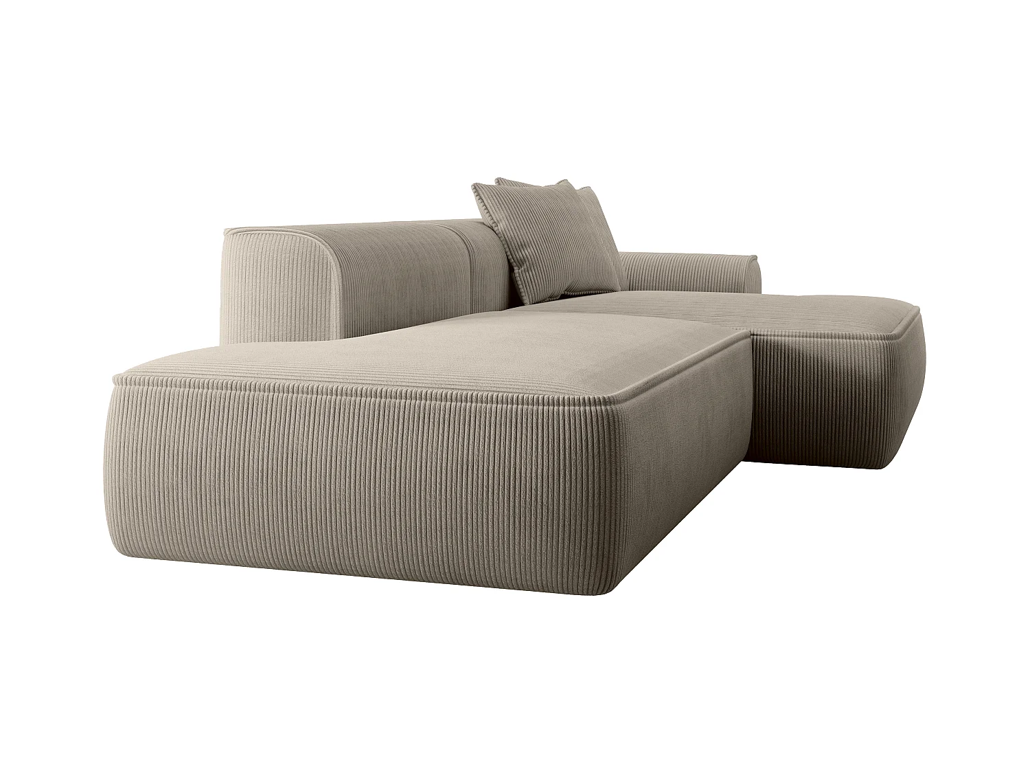  Canapé d'angle droit en velours côtelé taupe ERYNEL