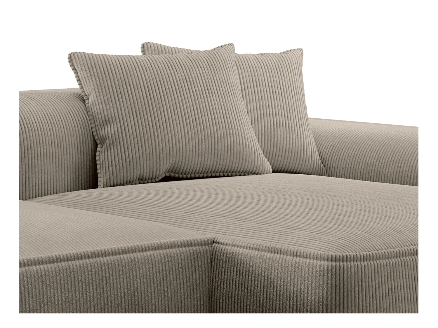  Canapé d'angle droit en velours côtelé taupe ERYNEL