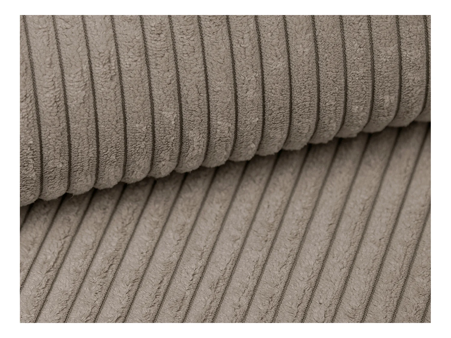 Canapé d'angle gauche en velours côtelé taupe ERYNEL