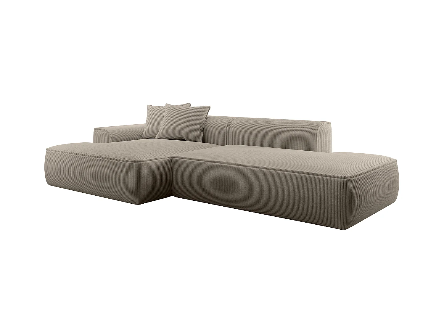 Canapé d'angle gauche en velours côtelé taupe ERYNEL