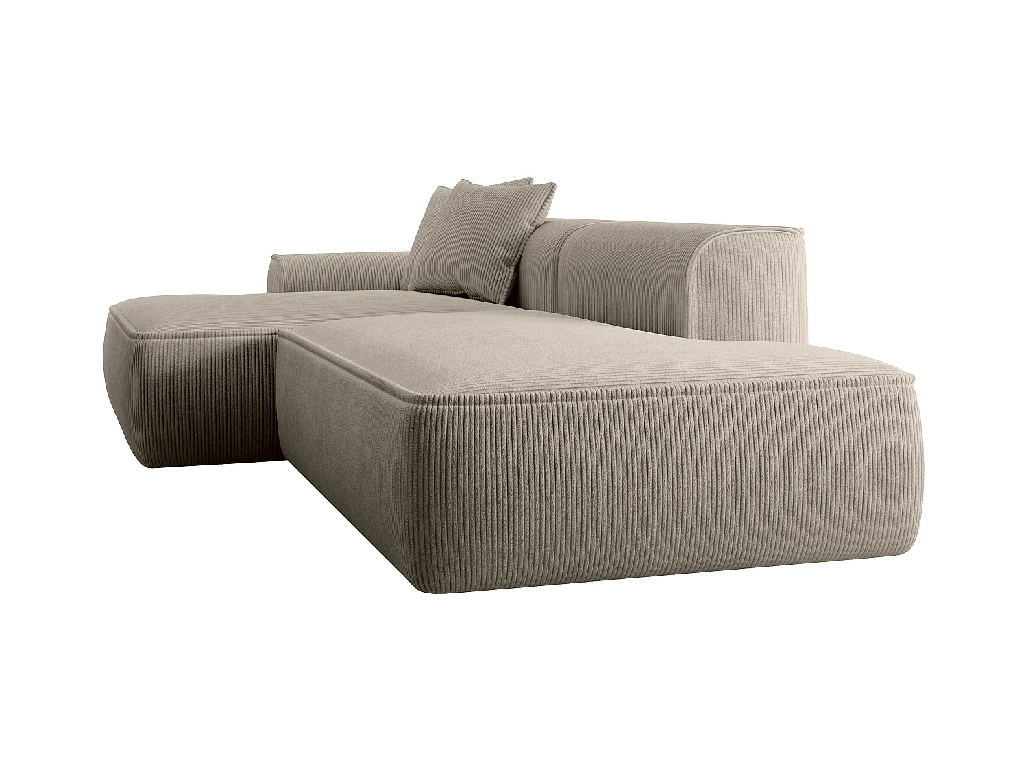 Canapé d'angle gauche en velours côtelé taupe ERYNEL