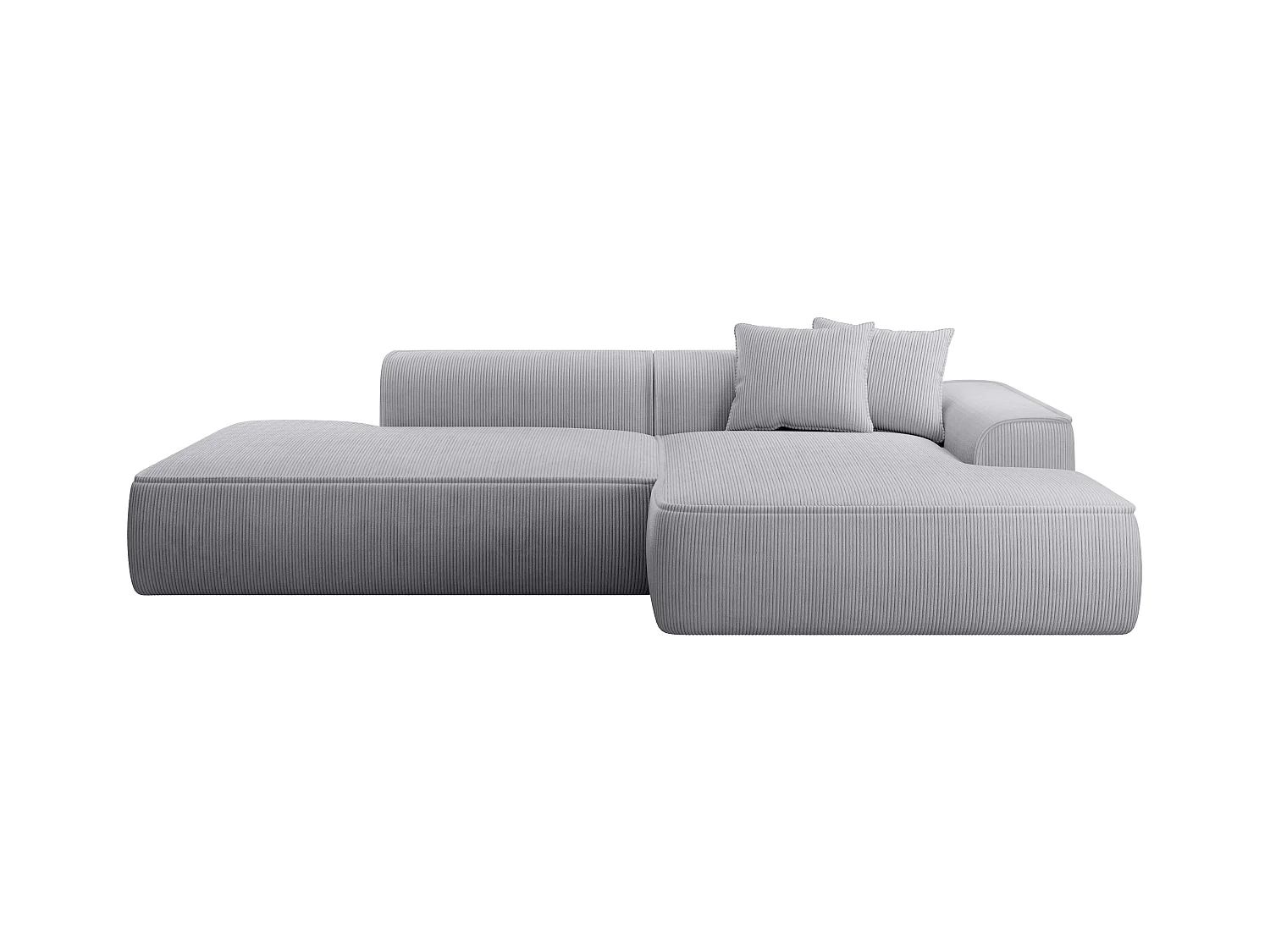  Canapé d'angle droit en velours côtelé gris clair ERYNEL