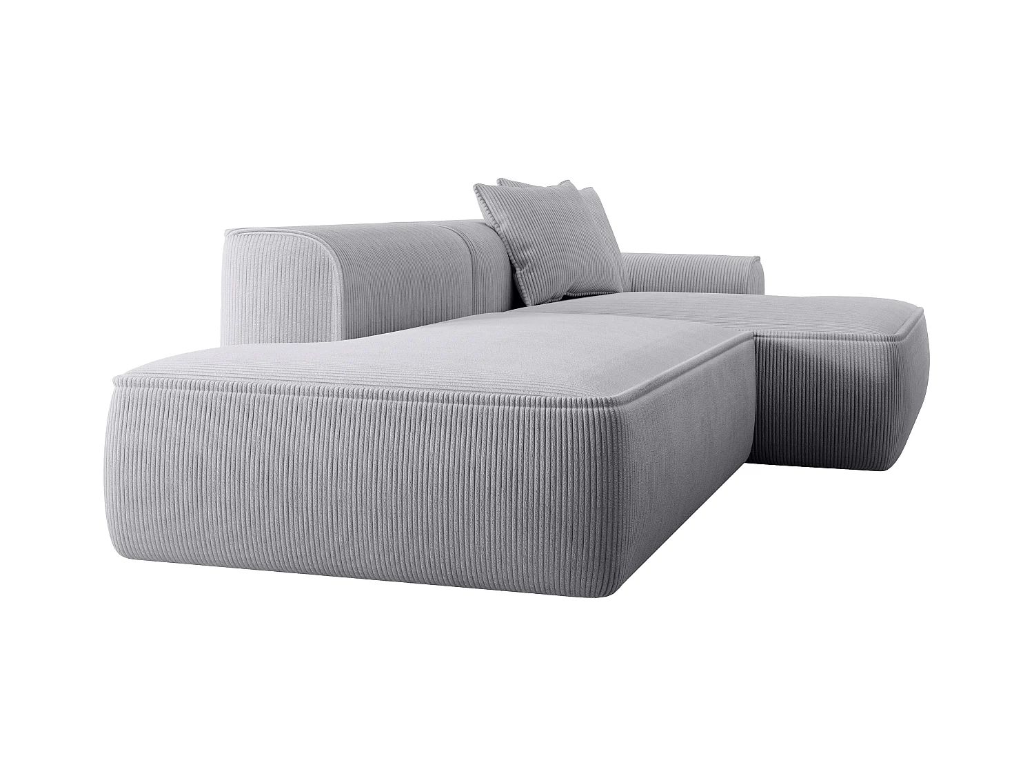  Canapé d'angle droit en velours côtelé gris clair ERYNEL