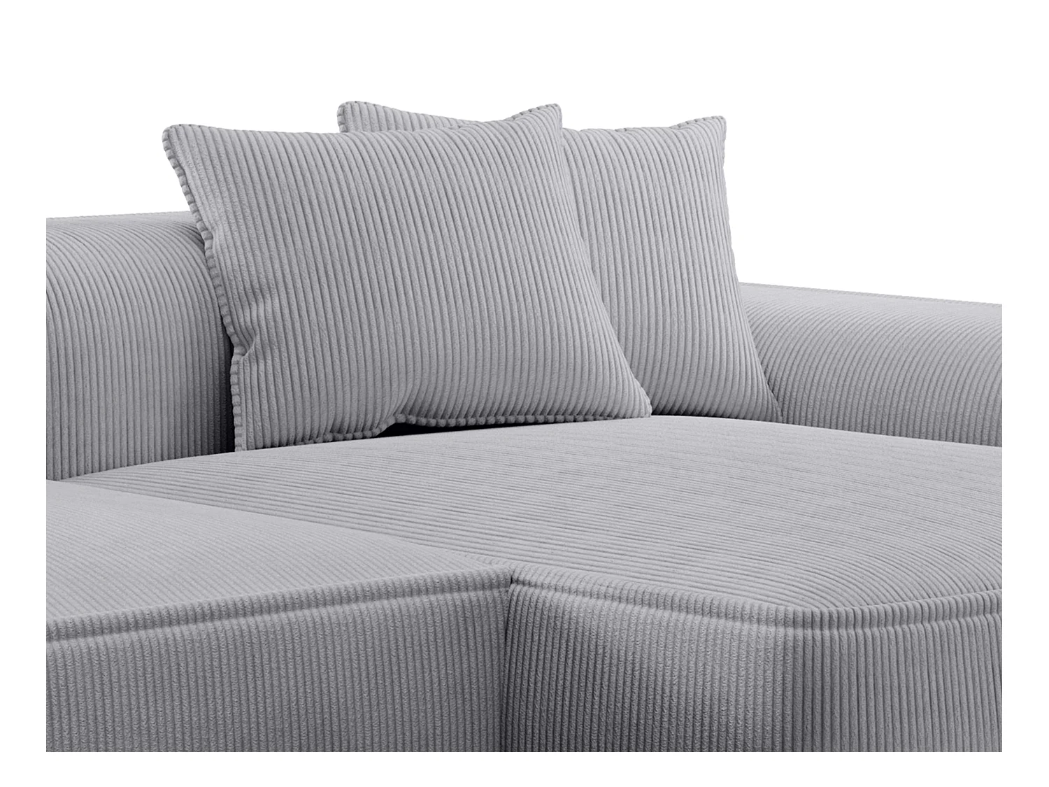  Canapé d'angle droit en velours côtelé gris clair ERYNEL