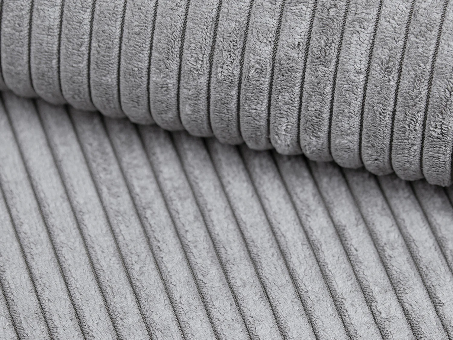 Högervänd soffa i ljusgrå manchestersammet ERYNEL