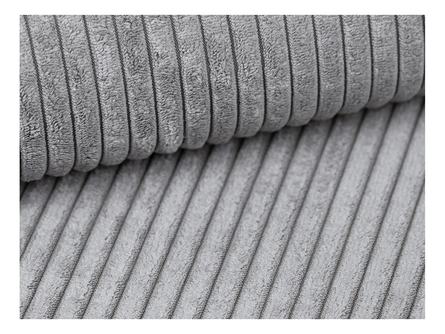 Canapé d'angle gauche en velours côtelé gris clair ERYNEL