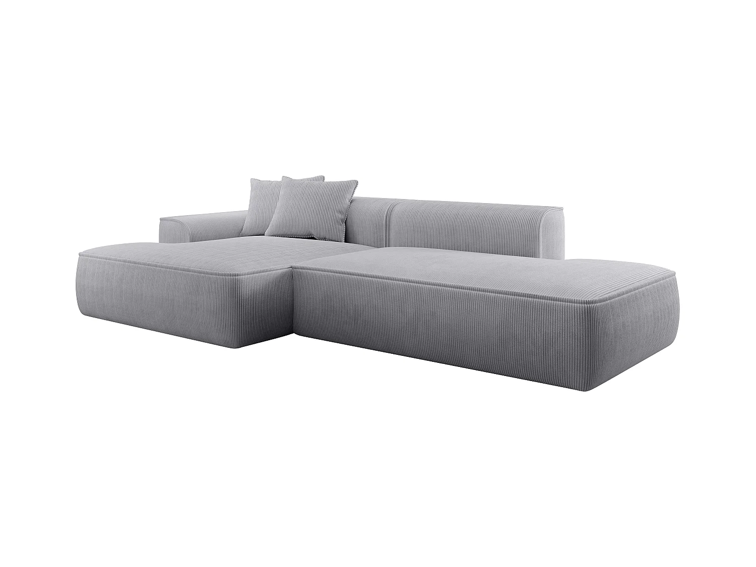 Canapé d'angle gauche en velours côtelé gris clair ERYNEL