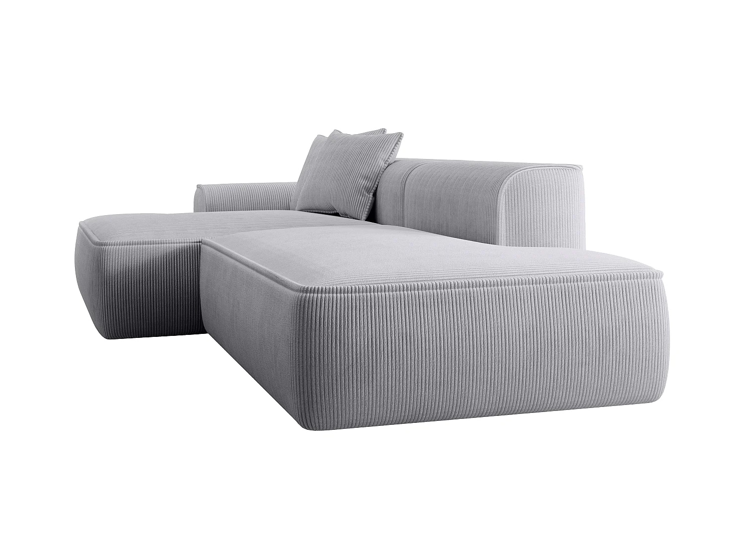 Canapé d'angle gauche en velours côtelé gris clair ERYNEL