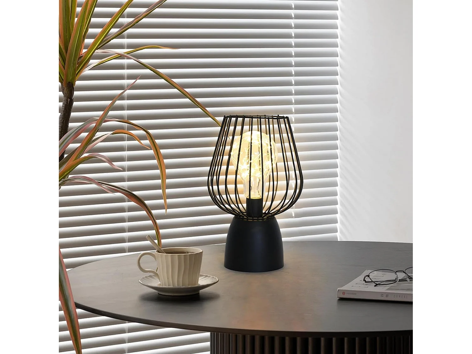 Lampe de chevet cage creuse 3000 K, lumière chaude, lampe de table LED portable sans fil (sans batterie)