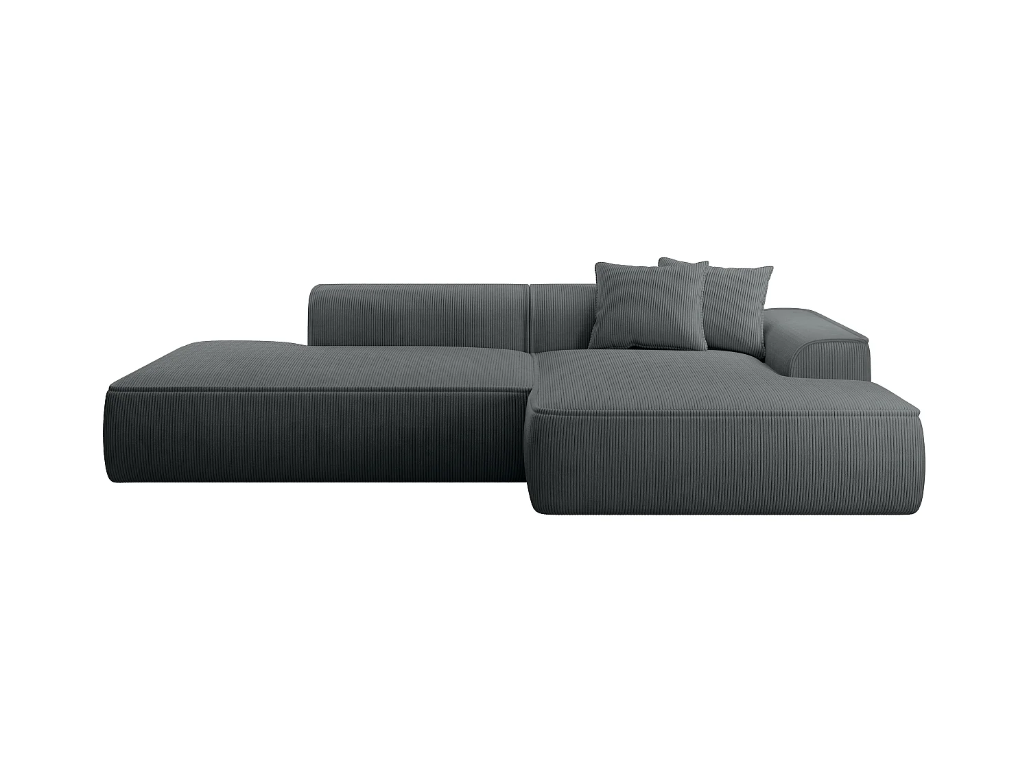  Canapé d'angle droit en velours côtelé gris anthracite ERYNEL