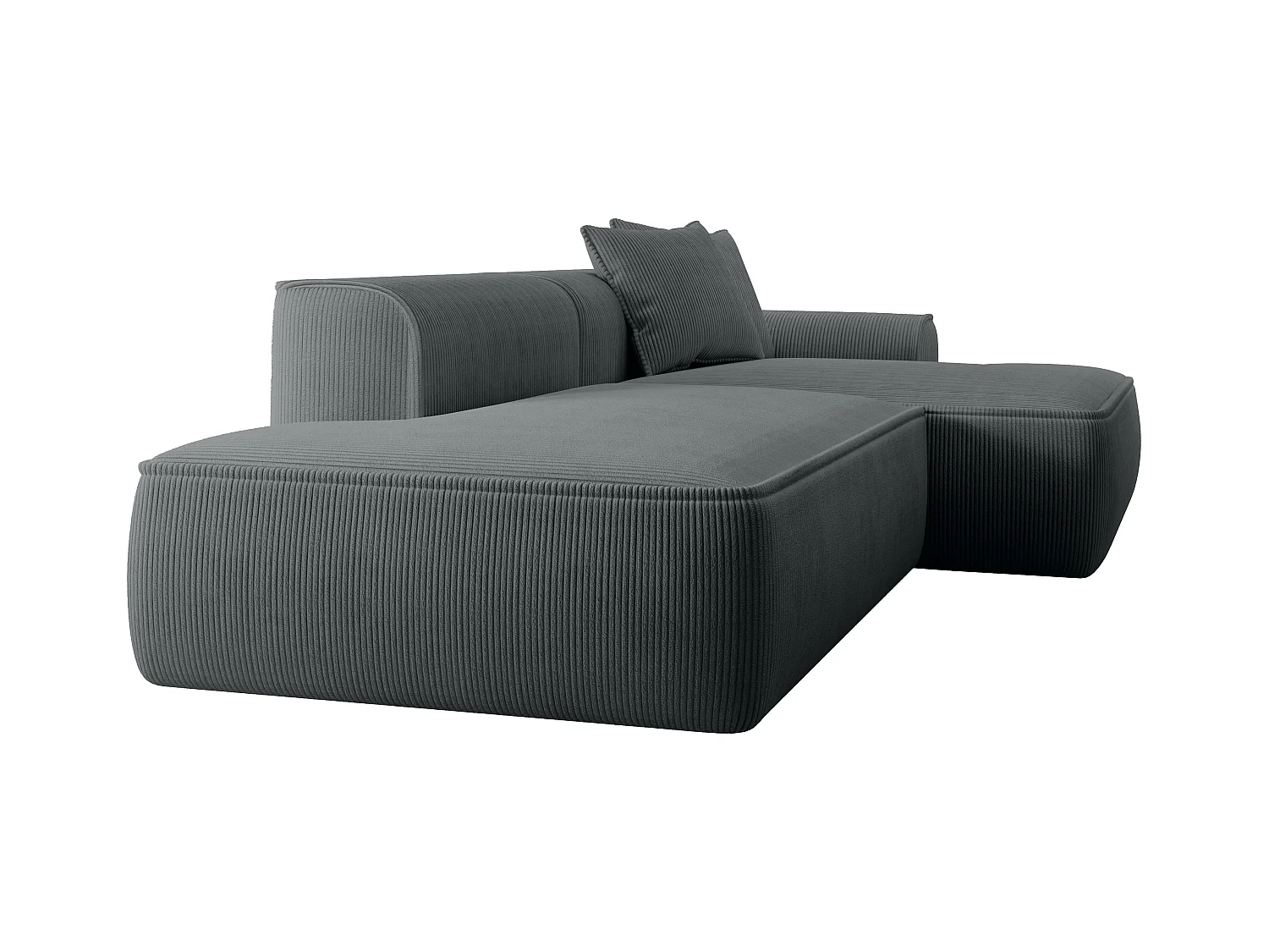  Canapé d'angle droit en velours côtelé gris anthracite ERYNEL