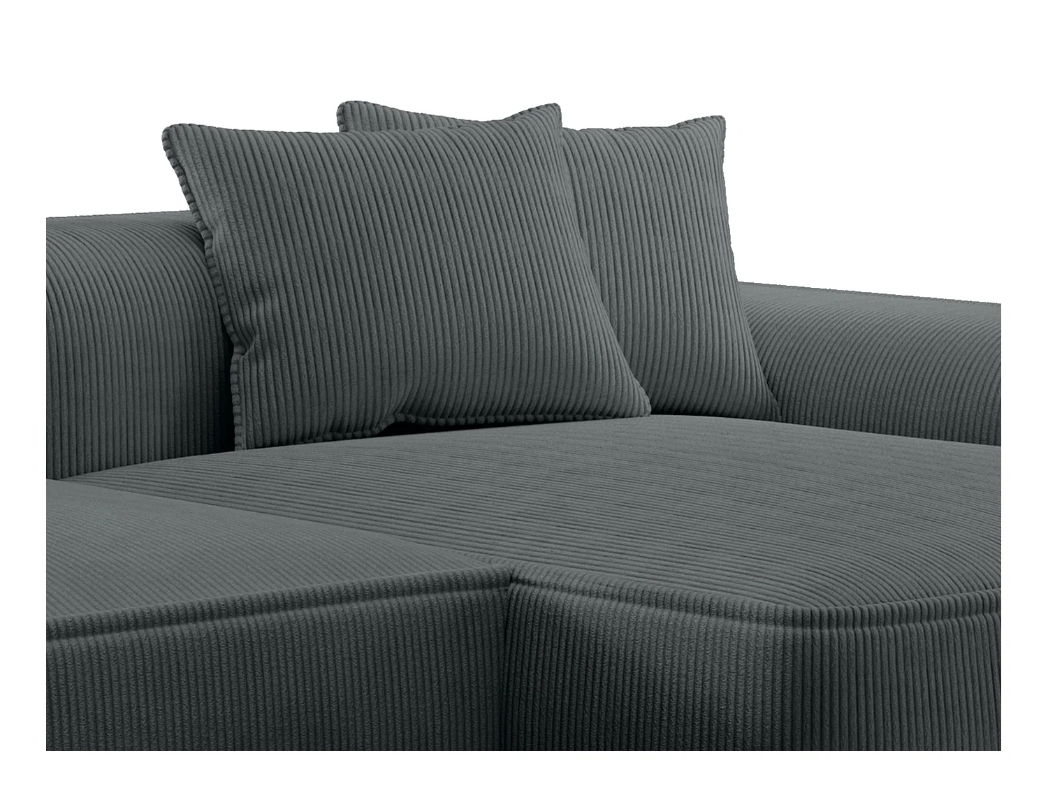  Canapé d'angle droit en velours côtelé gris anthracite ERYNEL