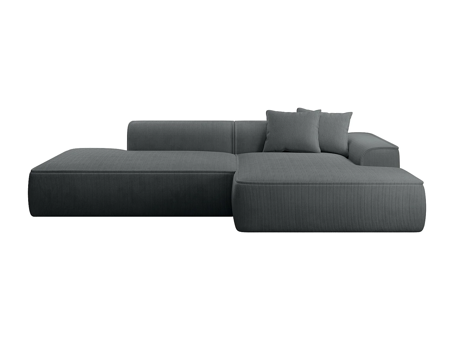 Höger manchestersoffa i mörkgrå sammet ERYNEL