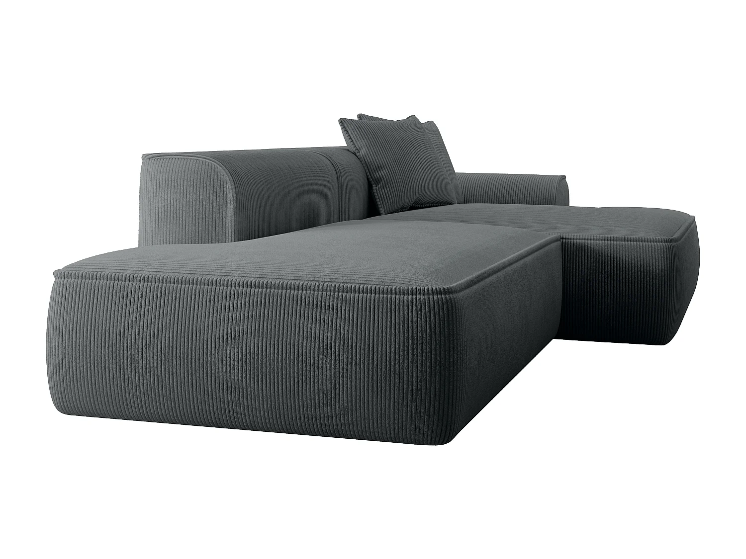 Höger manchestersoffa i mörkgrå sammet ERYNEL