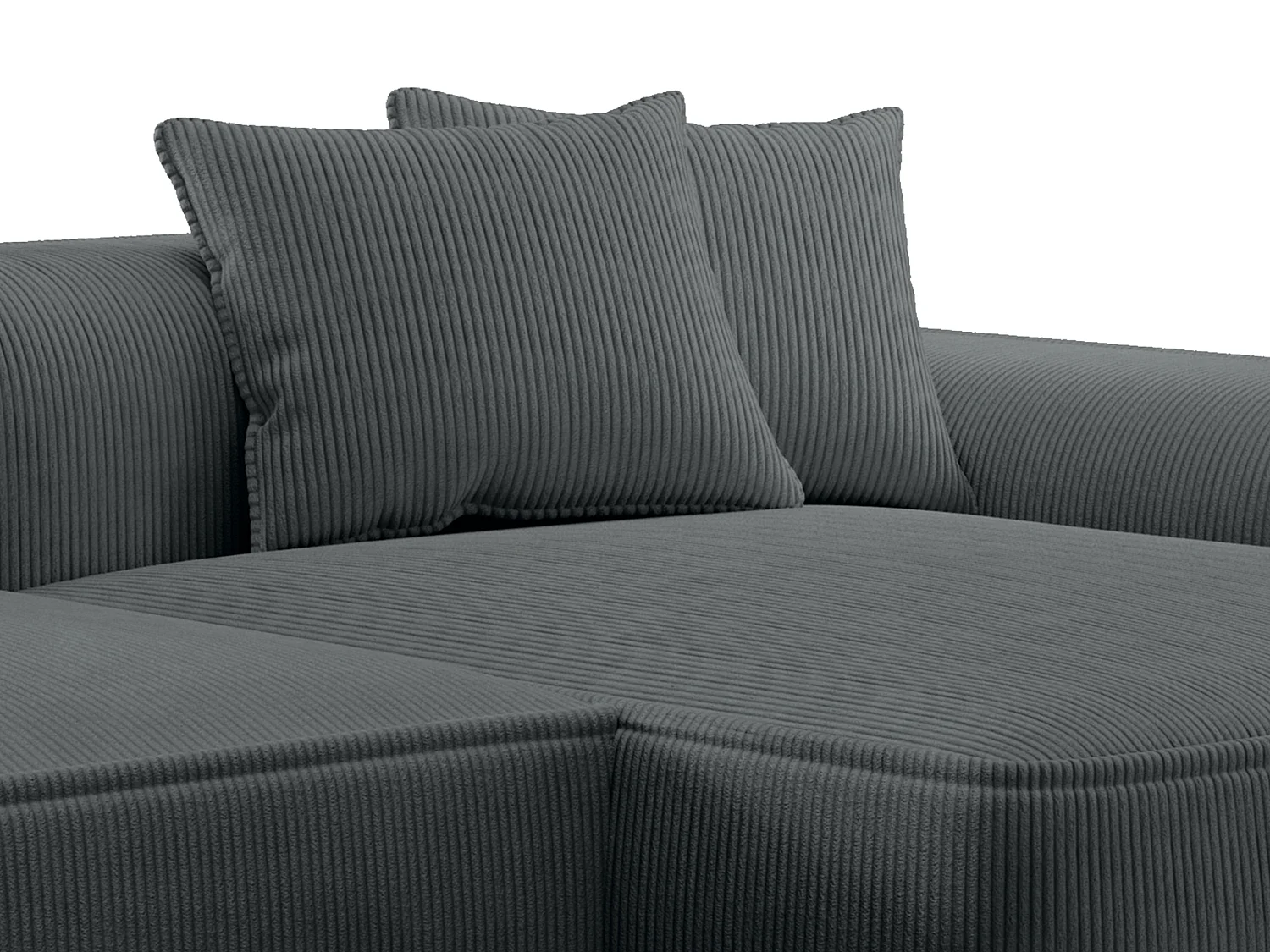 Höger manchestersoffa i mörkgrå sammet ERYNEL