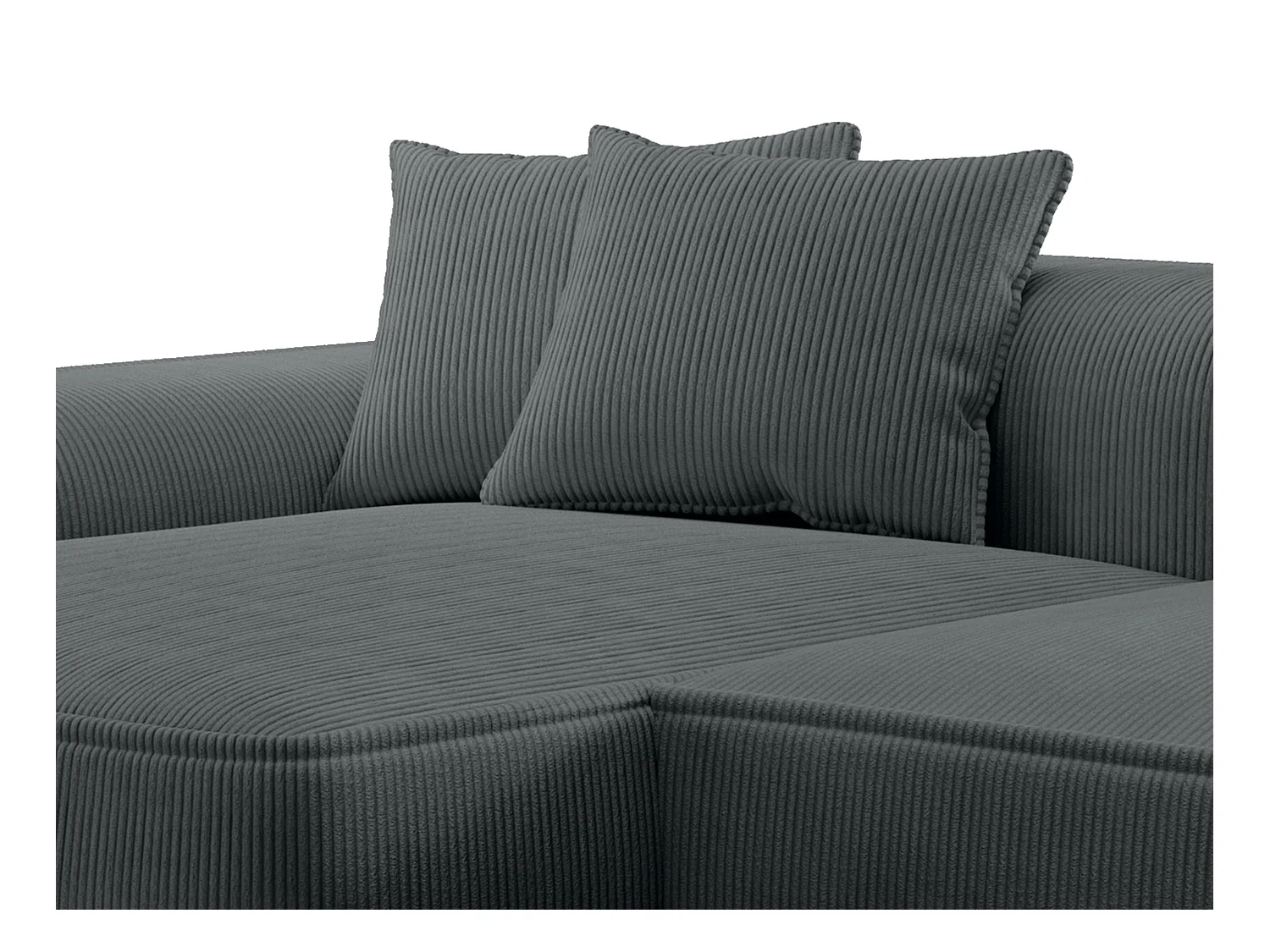 Canapé d'angle gauche en velours côtelé gris anthracite ERYNEL