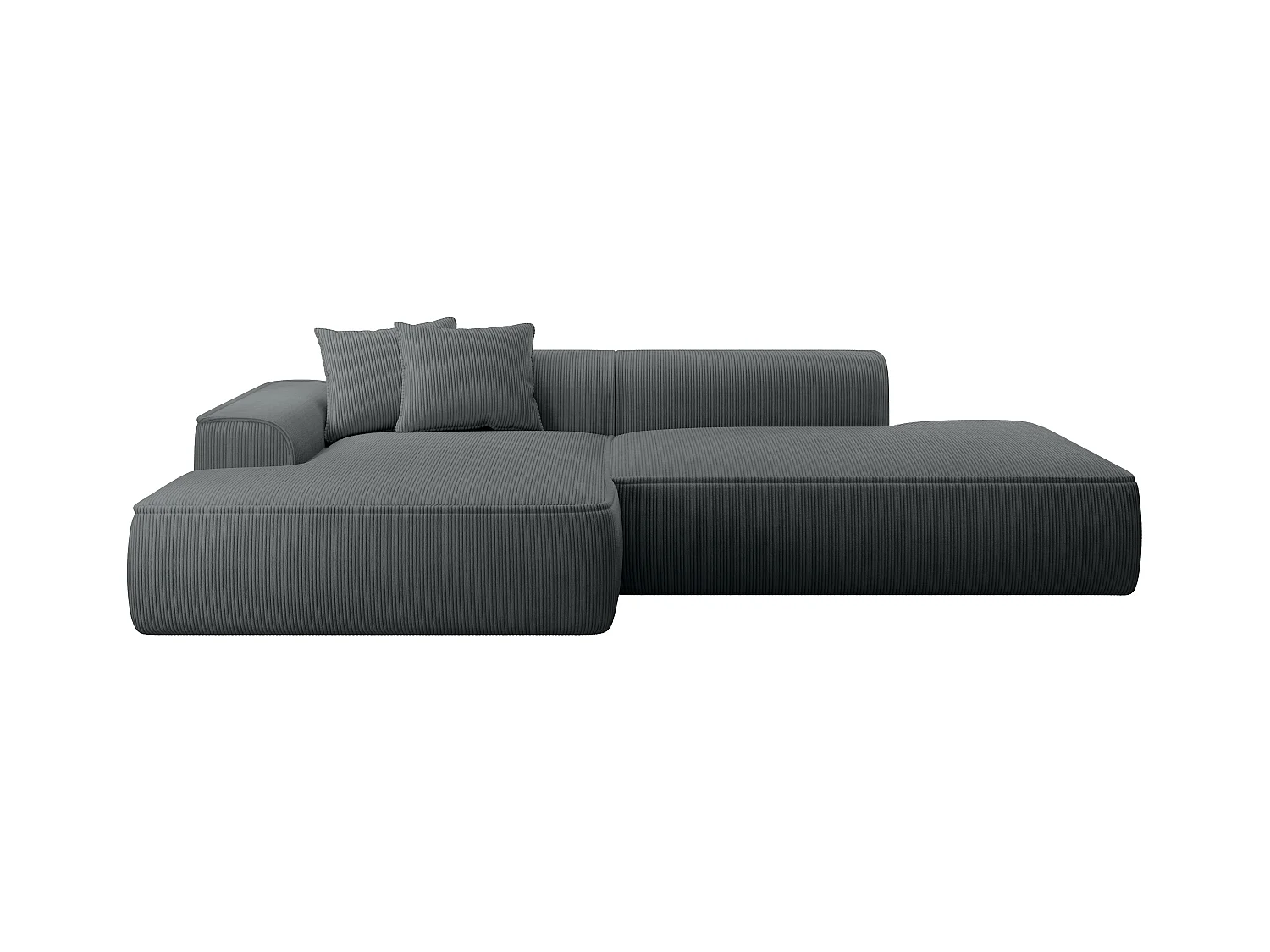 Canapé d'angle gauche en velours côtelé gris anthracite ERYNEL