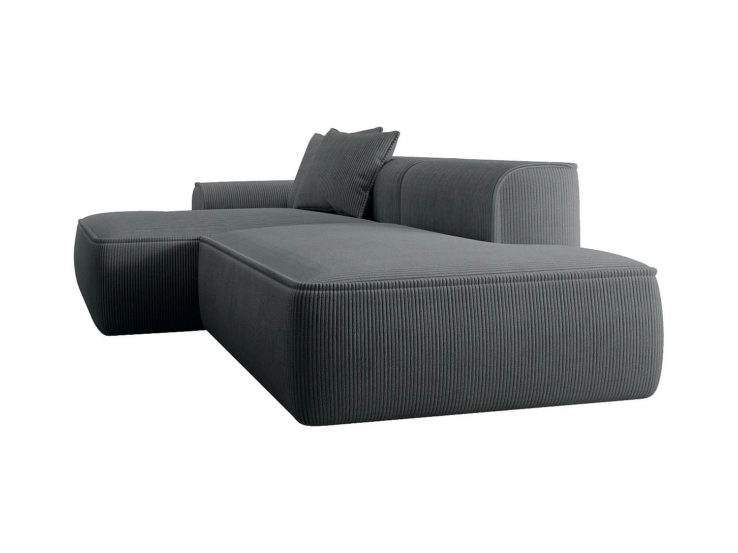 Canapé d'angle gauche en velours côtelé gris anthracite ERYNEL