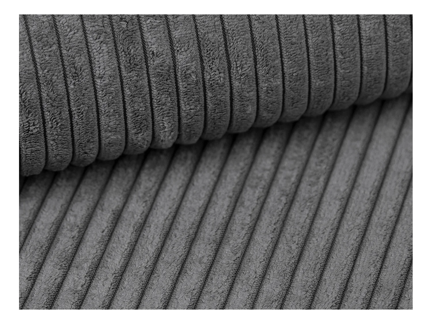 Canapé d'angle gauche en velours côtelé gris anthracite ERYNEL