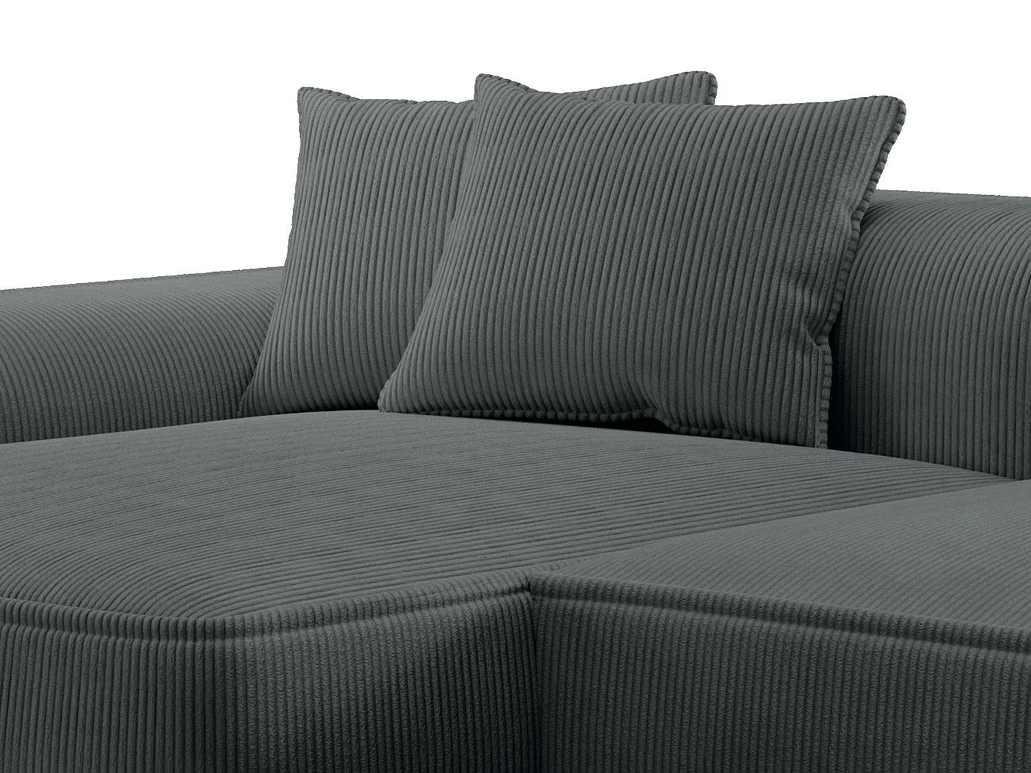 Canapé d'angle gauche en velours côtelé gris anthracite ERYNEL