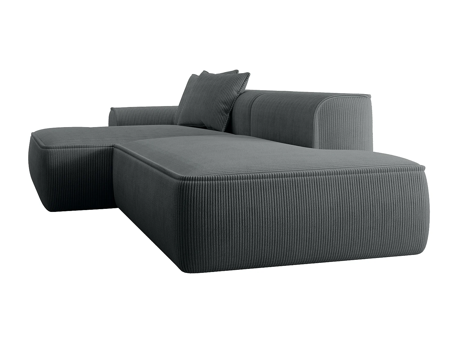 Canapé d'angle gauche en velours côtelé gris anthracite ERYNEL