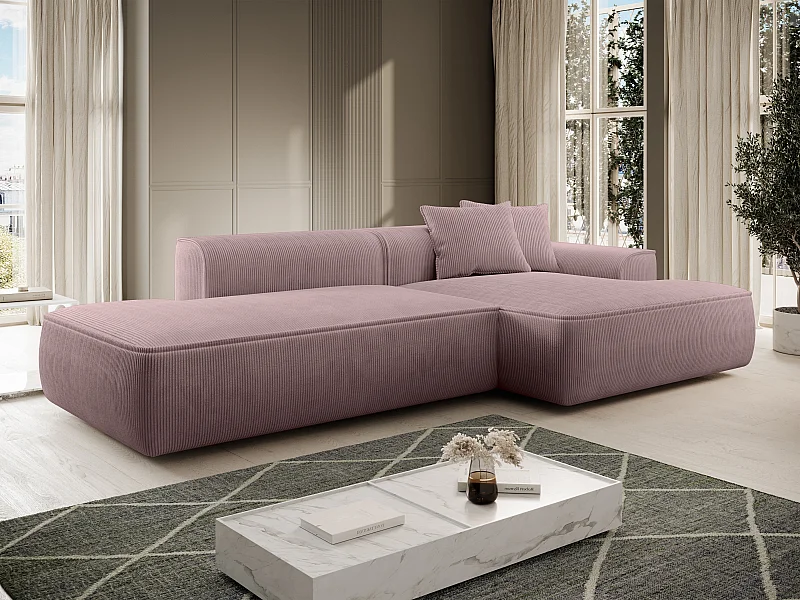 Ecksofa - Ecke rechts - Cord - Mauve - ERYNEL