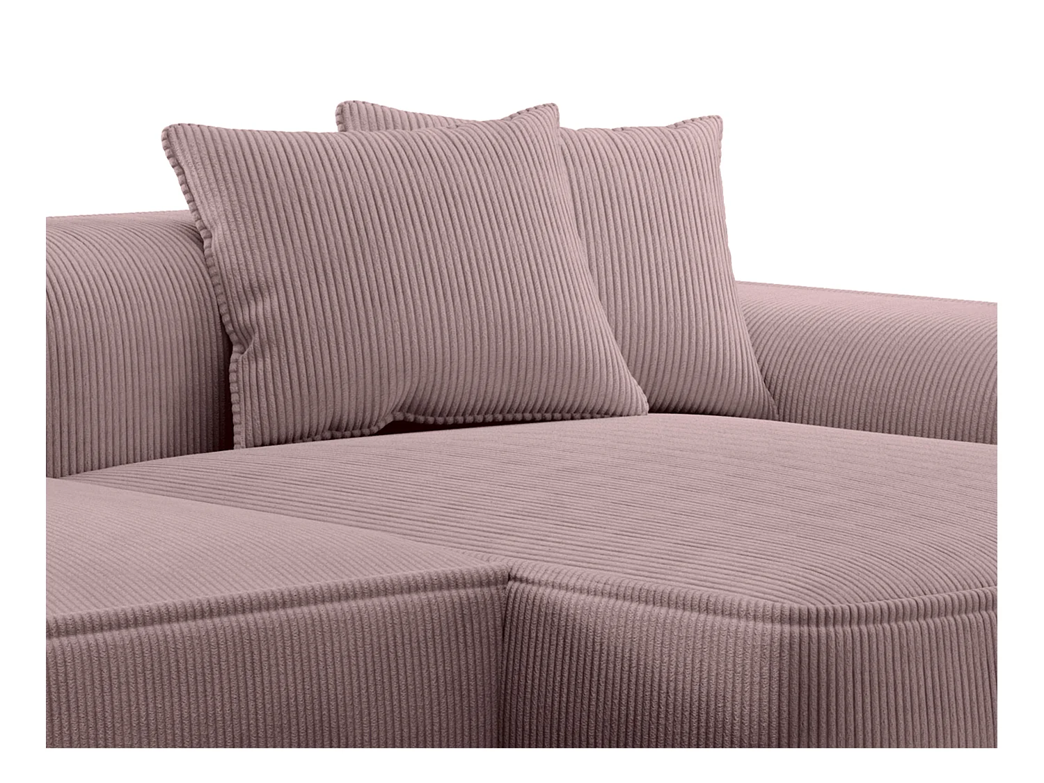 Canapé d'angle droit en velours côtelé mauve ERYNEL
