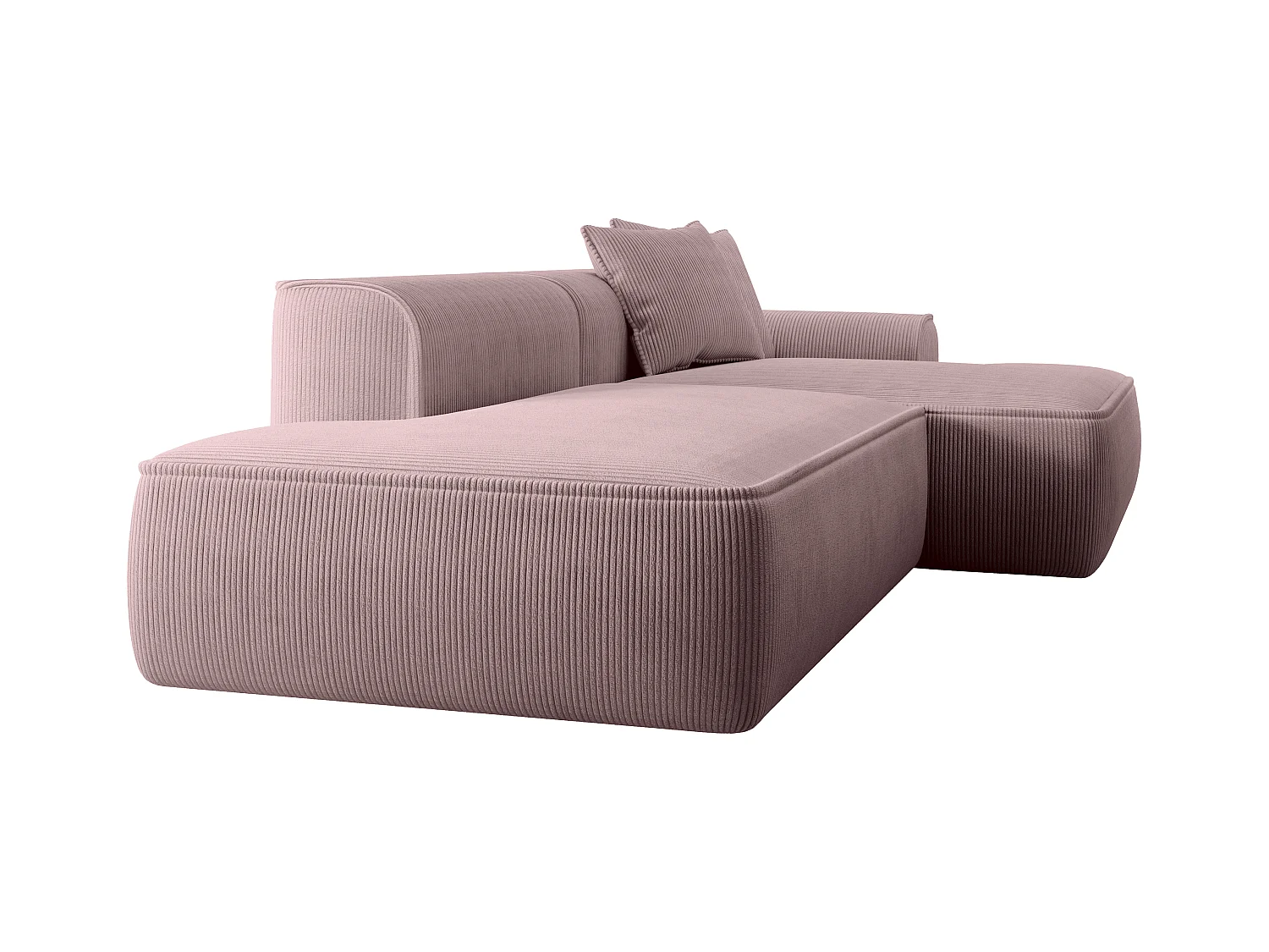 Canapé d'angle droit en velours côtelé mauve ERYNEL