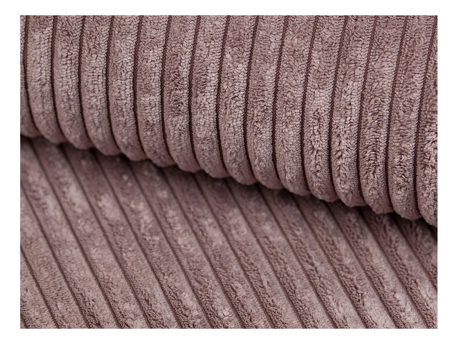 Canapé d'angle droit en velours côtelé mauve ERYNEL