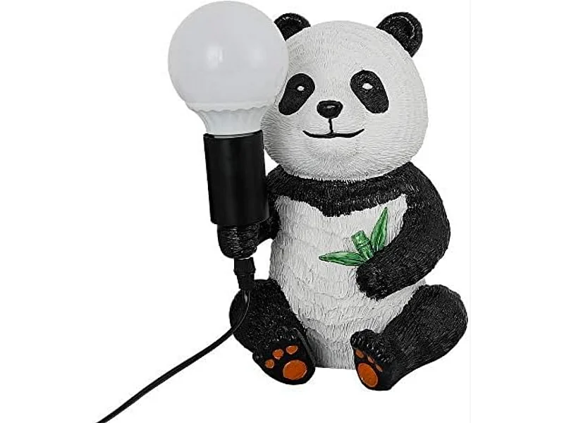 Lampe de table créative en résine représentant un panda assis, culot E27, idéale pour un salon ou une chambre d'enfant. Ampoule non incluse