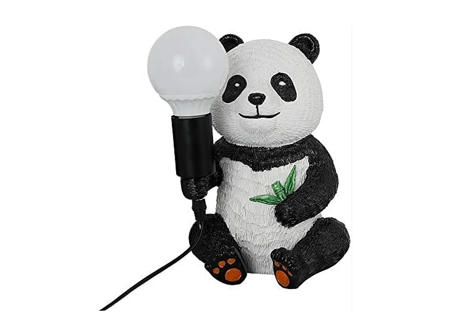 Lampe de table créative en résine représentant un panda assis, culot E27, idéale pour un salon ou une chambre d'enfant. Ampoule non incluse