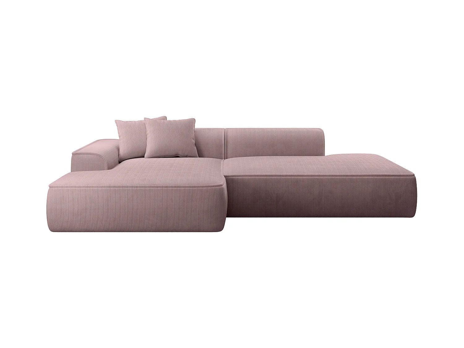 Canapé d'angle gauche en velours côtelé mauve ERYNEL