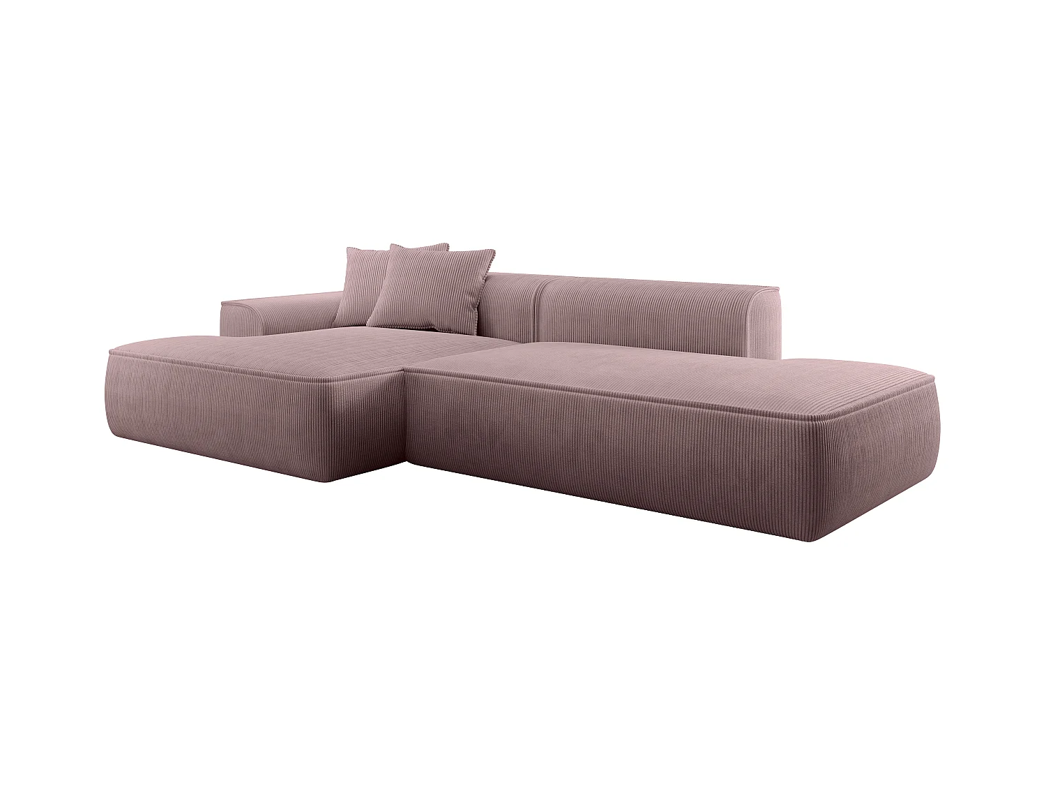 Canapé d'angle gauche en velours côtelé mauve ERYNEL