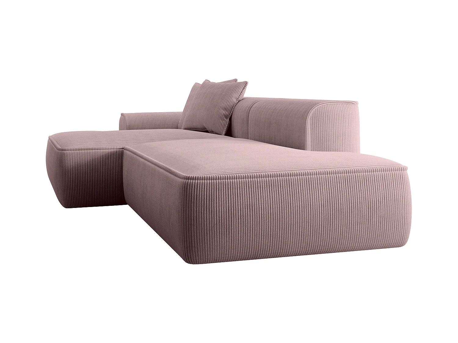 Canapé d'angle gauche en velours côtelé mauve ERYNEL