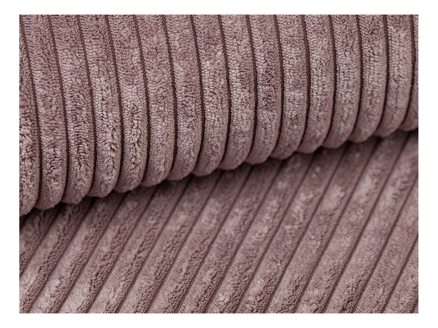 Canapé d'angle gauche en velours côtelé mauve ERYNEL