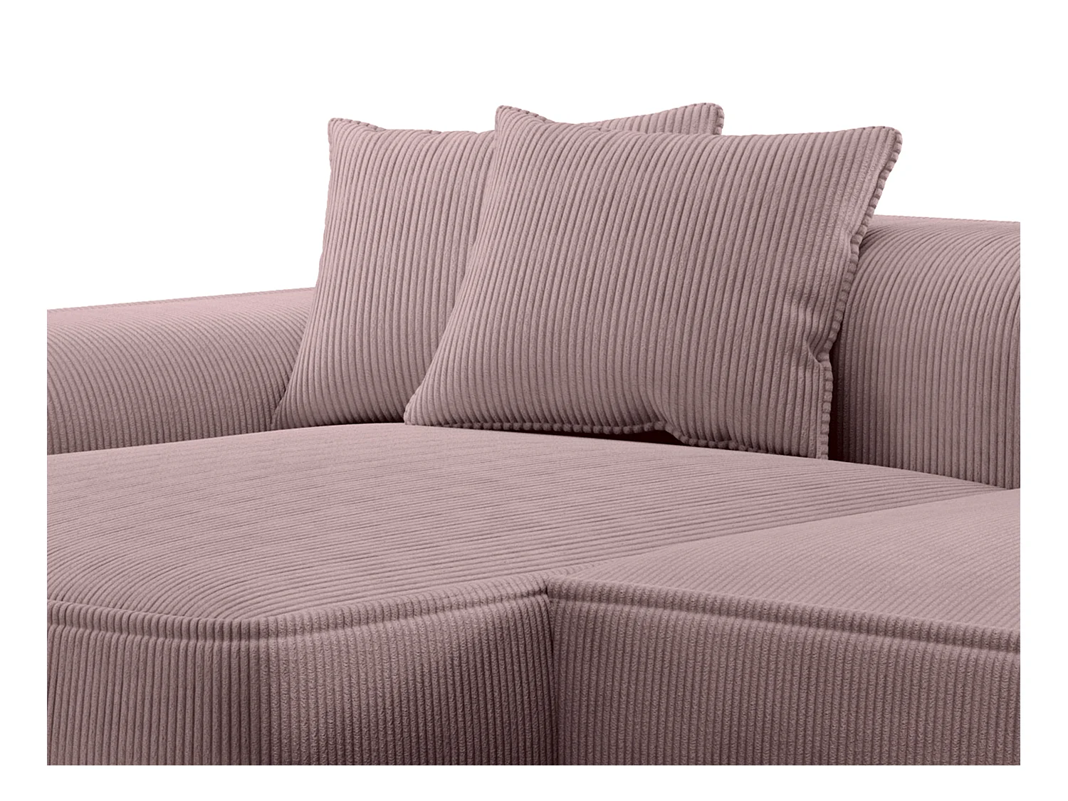 Canapé d'angle gauche en velours côtelé mauve ERYNEL