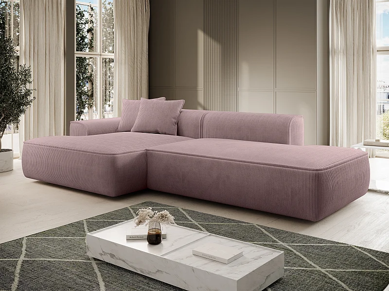 Ecksofa - Ecke links - Cord - Mauve - ERYNEL