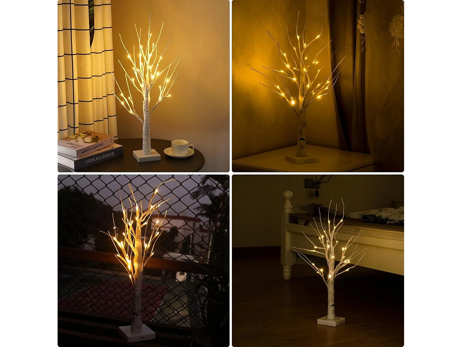 Veilleuse LED 50 cm, guirlande lumineuse brillante pour sapin de Noël, bouleau, pour décoration de maison, chambre d'enfant, vacances