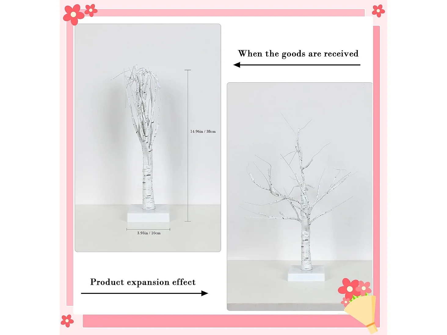 Veilleuse LED 50 cm, guirlande lumineuse brillante pour sapin de Noël, bouleau, pour décoration de maison, chambre d'enfant, vacances