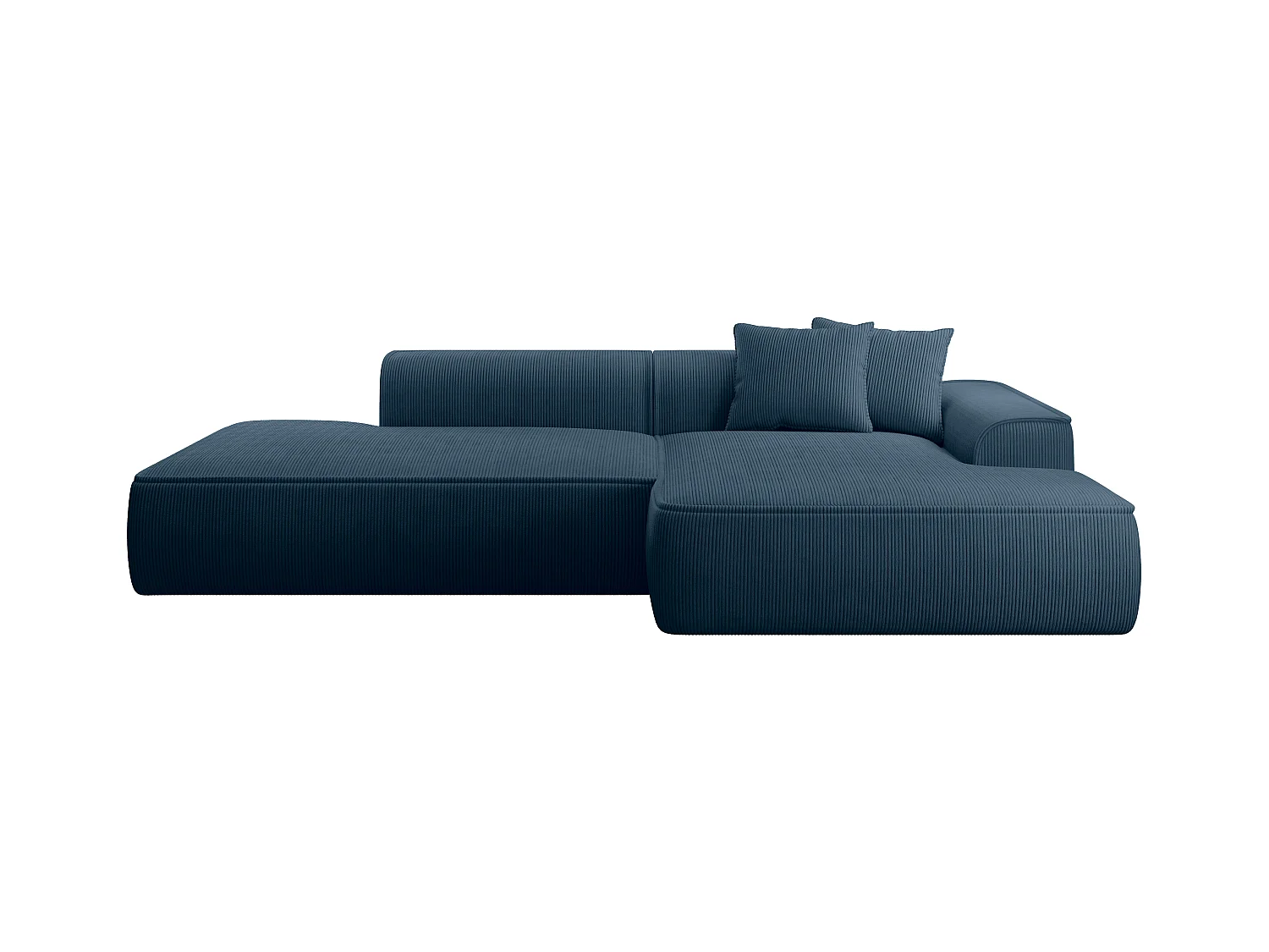  Canapé d'angle droit en velours côtelé bleu ERYNEL
