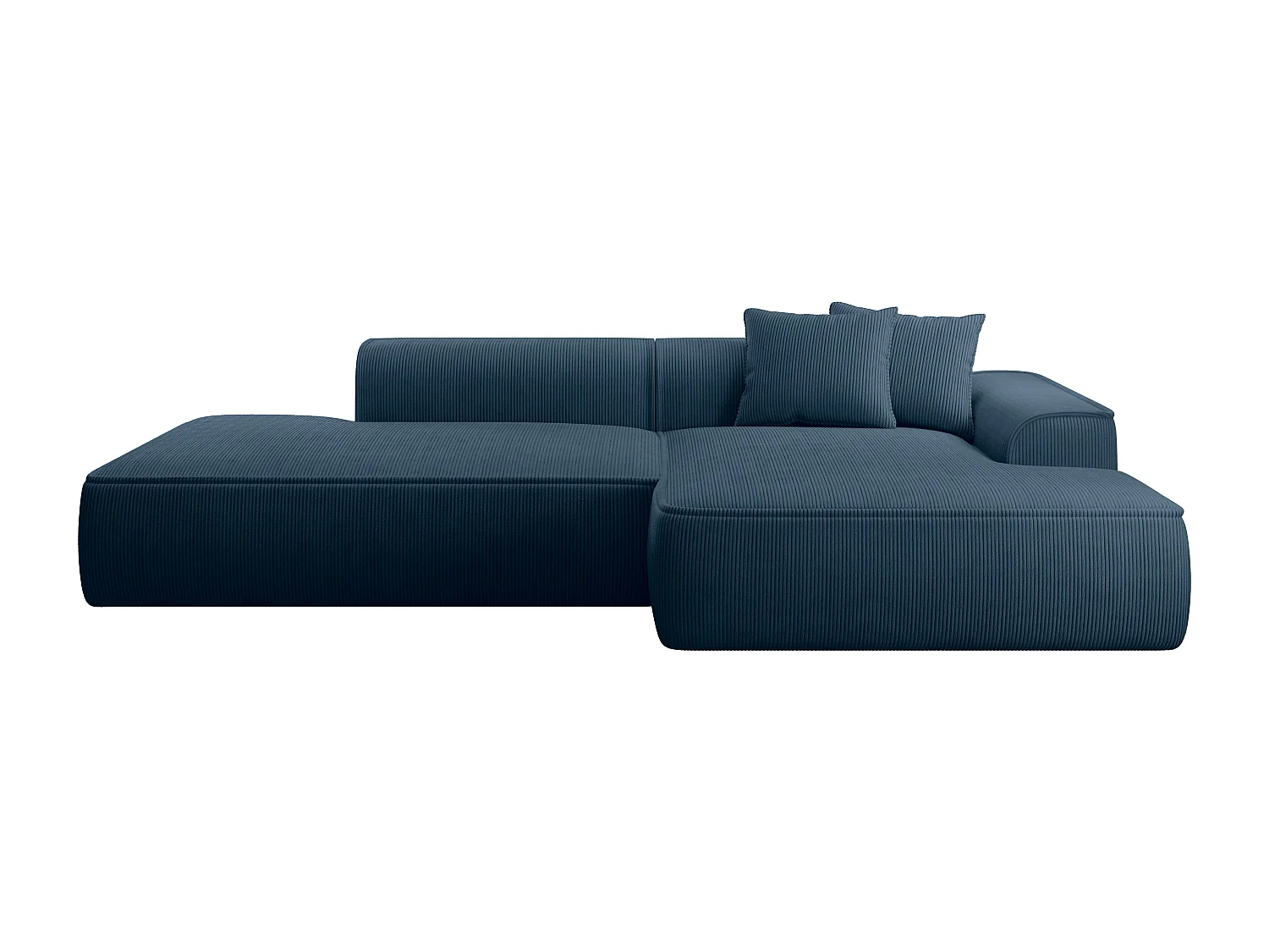 Blå manchestertyg soffa med högerriktad hörndel ERYNEL