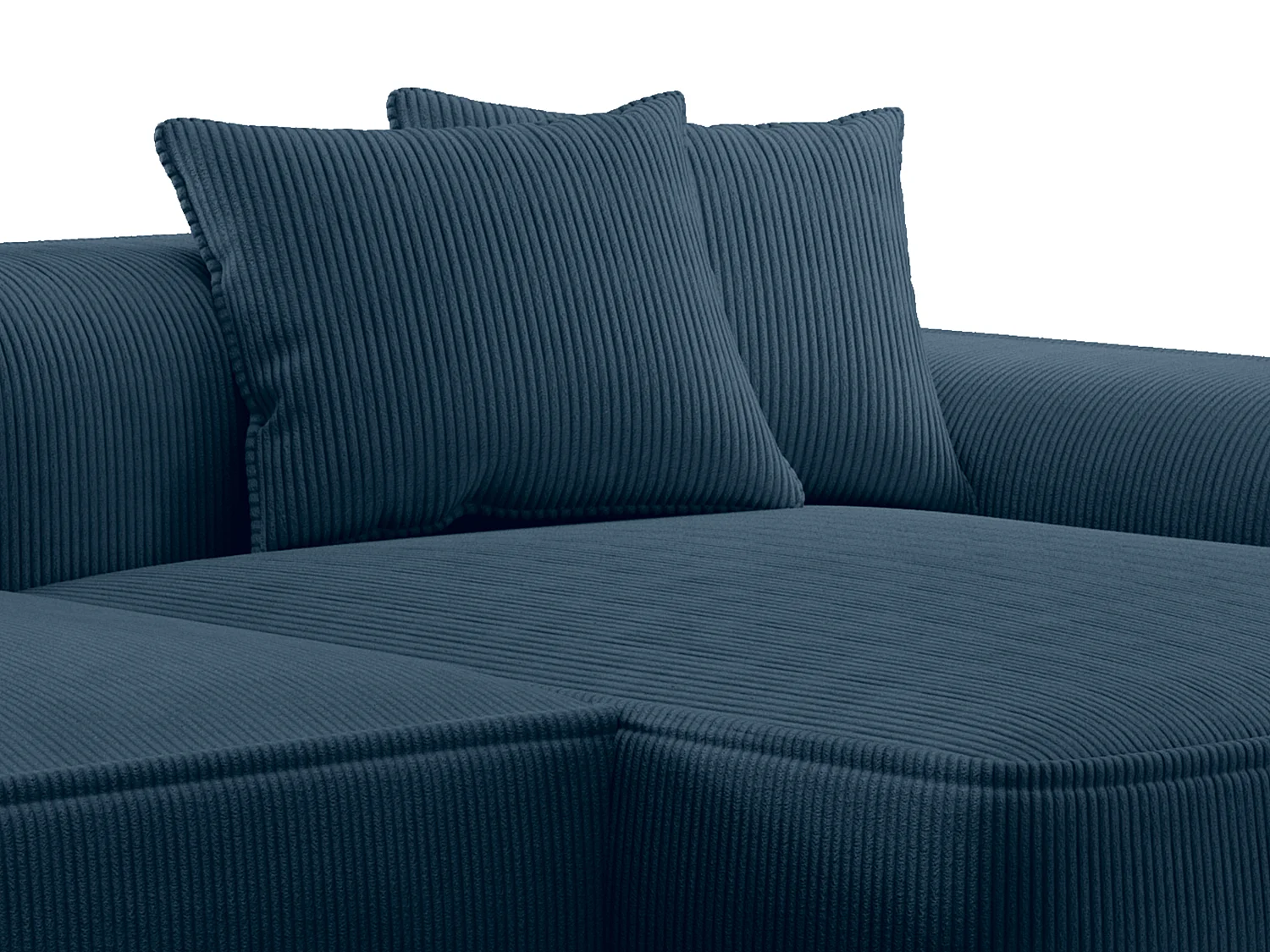 Blå manchestertyg soffa med högerriktad hörndel ERYNEL