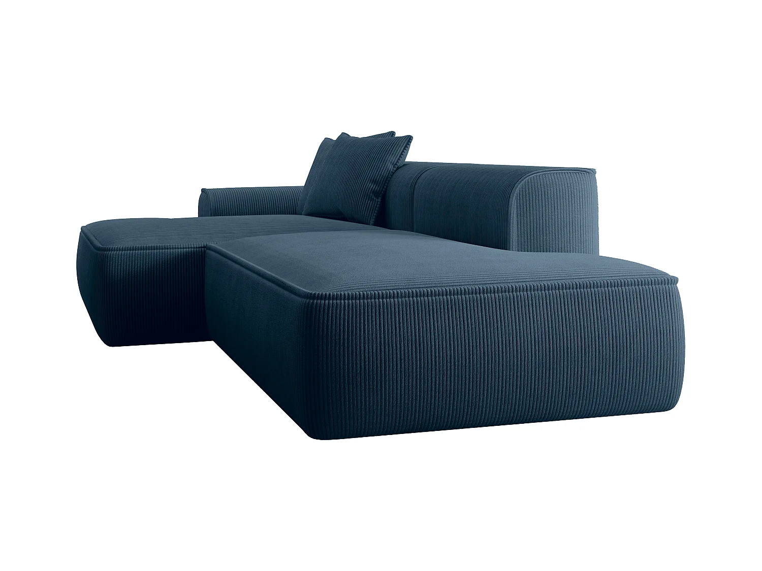 Canapé d'angle gauche en velours côtelé bleu ERYNEL