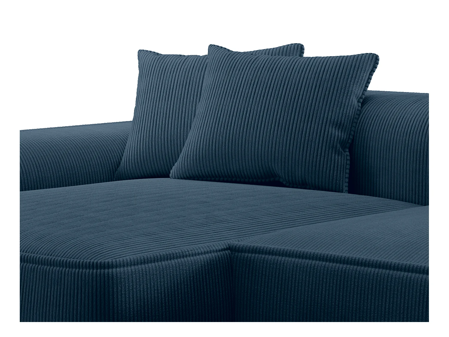 Canapé d'angle gauche en velours côtelé bleu ERYNEL