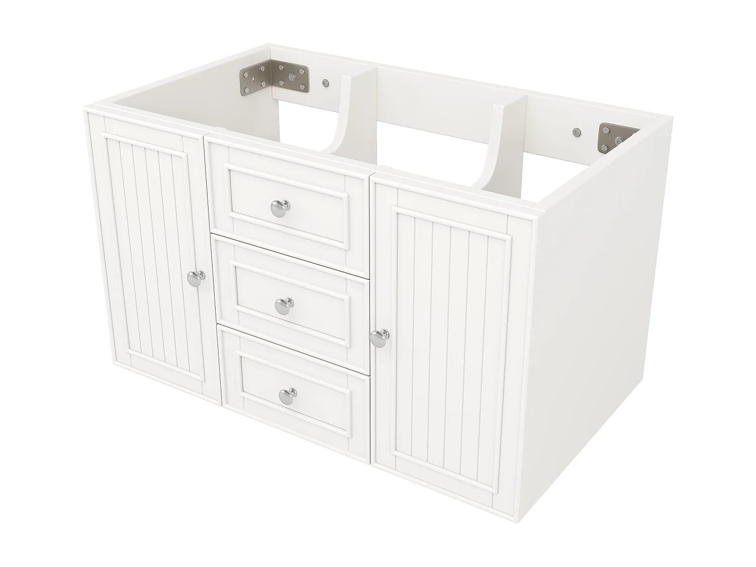 Meuble sous vasque de salle de bain suspendu avec 3 tiroirs et porte, MDF blanc - L78.5cm